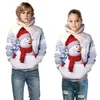 2020 New Autumn And Winter Christmas Digital Print Parent-child Hooded Long Sleeve Sweater European And American Loose Oversized Top