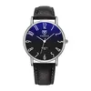 Yazole кварцевые часы Мужчины Повседневная Бизнес кожаный ремешок Часы Классический Ультратонкий Blue Glass Мужские кварцевые часы-Релох Hombre