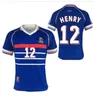 Z długim rękawem FRANCJA 10 ZIDANE HENRY MAILLOT DE FOOT mundury Koszulki Piłkarskie koszula Tajlandia Jakość 1998 FRANCJA RETRO VINTAGE Maillots de football