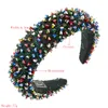 New Luxurious Multi Color Crystal Beaded Headband for Woman Vintage Simulated Pearl Rhinestone Padded Sponge Hairband