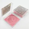 正方形の透明なまつげボックスフリップタイプフラッシュラインストーン底カードボックスの偽まつげの化粧品包装ムチーカラーケース3 7ye g2