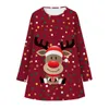 Popular Elk Horn Christmas Digital Print Children's Wear Round Neck Long Sleeve Dress Autumn New Children's Skirt