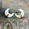 Örhängen Silver Guld Crescent Smycken Ins Fashion Natural Pearly Shells 15mm Stud Örhängen Handgjord Moon Earring Smycken Partihandel