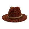 2020 homens homens largura lã de lã Felta leopardo chapé fedora com fivela de cinto vintage panamá trilby tap chapéu