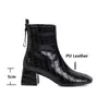 Chic Crocodile Pu Leather Ankle Boots Women Consice Square Heels Black White Booties Shoes Lady Zip Square Toe Short Boot 33-431
