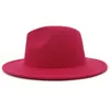 Sombreros de ala tacaña QBHAT rosa y lima remiendo verde lana fieltro Fedora mujeres grande Panamá Trilby Jazz Cap Sombrero Sombrero Mujer261S