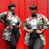 Mode Kvinnor Classic Jackor Casual Långärmad Camouflage Lätt Ytterkläder Knapp Kort Bomber Jacka Coat Plus Storlek