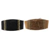 Ceinture large à boucle élastique pour femmes, Corset rétro, extensible, à la mode, noir/marron