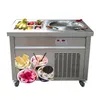 Free shipment ETL CE Kitchen Single round pan 6 cooling tanks instant thai fry roll ice cream sanck food machin