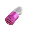 Universal 2.1A Dual USB Car Charger Metal Alloy Vehicle Car Chargers Charger för iPhone 11 12 13 14 15 Samsung S20 S23 S24 HTC Android Phone PC PC Mp3 GPS