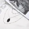 Chains 4 Layers Oval Crystal Stone Pendant Chain Necklace Multi-layer Charm Collar Choker For Women Jewelry Gift1