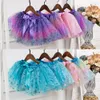 Layered Ballet Tulle Rainbow Tutu kjol för små tjejer klä upp med färgglada hårbågar