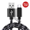 Type C Micro 5pin gevlochten USB -lader Kabels Draad voor Samsung Galaxy S6 S7 Edge S8 S10 HTC LG Android -telefoon