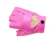 Women Fashion Half Finger Driving Gloves PU Leather Fingerless For Ladies Black Pink Blue Mitten1