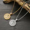 Hip Hop CZ Stone Paved Bling Out Egyptian Pharaoh Tutankhamun Round Pendants Necklace for Men Rapper Jewelry Drop 2351750