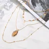 Chains 4 Layers Oval Crystal Stone Pendant Chain Necklace Multi-layer Charm Collar Choker For Women Jewelry Gift1