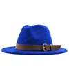 2020 New Women Men Wool Fedora Hat With Leather Ribbon Gentleman Elegant Lady Winter Autumn Wide Brim Jazz Church Panama Sombrero Cap