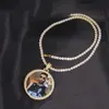 Custom Made Po Medallions Hanghangende ketting 4 mm Tennisketen Goudzilverkleur Iced Out Out Cubic Zirkon Men Hip Hop Jewelry Gift 200924821739