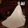 ゴージャスなウェディングドレスグリッタースパンコールビーズRuched Satin Church Bridal Dresses a Line High Neck Long Sleevesプラスサイズローブデマリエ