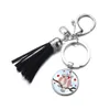 Cartoon Owl Glass Cabochon Keychain Titulares de anel Ban Ban Hang Time Pingente Gem Tassel Keychains Gift Wholesale