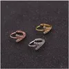 Stud Komi 1PC Copper Zircon CZ Mini Charilage Earrings Buckle for Women Female Simple Hyperice Brinco K3982268Z