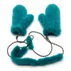 Märke Mode Vinter Kvinnor Handskar Äkta 100% Real Glove Stickad Mittens Tjock varm päls topp kvalitet1