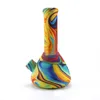 Rainbow Colorful 8.5 Inch Mini Beaker Design Silicone Bong Dab Rig Camoufla Unbreakable Oil Rig Bong With Glass Downstem Water Pipe