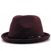 Simple Men039s Filz-Fedora-Hut für Gentleman Winter Herbst Kirche Roll Up Brim Homburg Dad Jazz Hat3755424