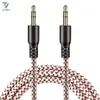 300pcs 1M Braided aux cord High quality Stereo Audio cable 4poles 3.5MM Male to Male Headphone jack Auxiliary line for iphone Samsung