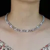 high quality 8mm width iced out hip hop bling cz women jewelry 5A cubic zirconia miami cuban link chain curb choker necklace1