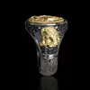 Vintage Men's Golden Double Eagle Diamond 925 Sterling Silver Black Ring Personality Party Jewelry Wedding Engagement Ring Me3022