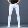 Nuovi pantaloni da uomo lunghi jeans casual in cotone bianco slim fit moda plus size jeans maschili quattro stagioni