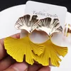 Bohemian Geometric Gold Silver Ginkgo Biloba Leaf Shape Drop Earrings for Women Statement Earring Jewelry Accessories Punk