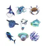 3Sets 150PCS Blue Sea Creature Stickers Water Cup Notebook Stationery Mobile Phone Waterproof Stickers