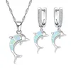 Earrings & Necklace Fashion Dolphin Blue Imitation Fire Opal Zircon With Jewelry Set For Women Accessories Statement Girl Gift1