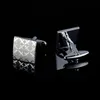 Cuff Link And Tie Clip Sets High Quality Men's Cufflink Squre Laser Silver Plating Wedding 197a1