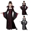 Cosplay nouveau Costume d'halloween pour enfants filles Costume de Vampire fille rouge noir robe médiévale costume enfant enfants pour la fête