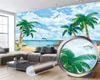 Papier peint mural 3D moderne pour salon, dauphin de noix de coco, belle vue sur la mer, revêtement mural pour salon, chambre à coucher, papier peint HD