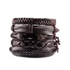 Fashion Mens Punk Style Vintage Multilayer 18CM Long Link Leather Bracelet