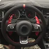 Черное замшевое покрытие на рулевое колесо для Volkswagen VW Golf 7 GTI Golf R MK7 VW Polo GTI SCIROCCO 2015 2016 автомобильные аксессуары