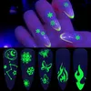 3D Butterfly Flame Snowflowers Halloween Party Lichtgevende Adhesive Nail Stickers Kerst Glitter Nail Decals Manicure Decoratie