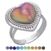 Update Retro Temperatuurmeting Ring Sensing Veranderende Kleur Waterdruppel Hart Mood Ring Vrouwen Mode-sieraden