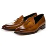 Dress Shoes Male Formal Footwear Men Loafers Patent Leather Brown Slip On Tassel Wedding Party Mens Big Size 38-48