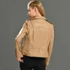 Lente lederen jas vrouwen mode echte schapenvacht jas klinknagel motorfiets biker jas vrouwelijke schapen lederen coat 200917