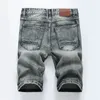 Men's Jeans Denim Shorts Mens Wear Classic Short Brand Clothing Cotton Elasticity Summer Hip-hop Ripped Blue Gray226j