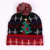 Christmas LED Beanie Hat Adults Kids Flashing Light Hats Santa Claus Snowman Reindeer Elk Festivals Hats Winter Warm Crochet Beanie D9908