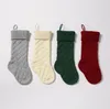 Mode chaussettes de noël tricot laine couleur unie chaussettes cadeau de noël sac de rangement Derocation Festival de noël intérieur ménage pendentif