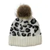 Fashion Knitted Cap Leopard Hemming Handwear Hat Solid Crochet Ski Outdoor Caps Men Women Knitted Wool Beanie Hats With Woolen Ball LSK1224