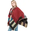 Oversized Sweater Cardigan Olivia Palermo Runway Catwalk Street Snap Knitted Cardigan Plaid Cape Poncho Shawl Women Lady S118