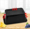 Boîte à dîner jetable noire 500 650 750ml 1000ML, étui à emporter, récipient alimentaire de forme rectangulaire pour gâteau, support alimentaire 300 pièces/lot
